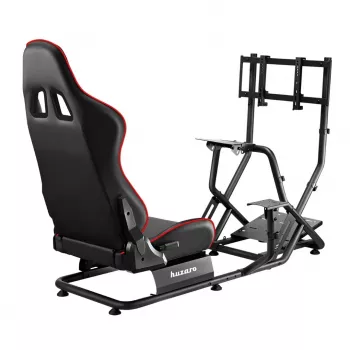 Racing-Cockpit huzaro Speed 6.0 mit verstellbarem Sitz, Stahlrahmen, 30°–90° Winkel, unterstützt bis zu 120 kg, rot, 1080×1360×560 mm