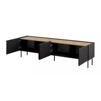4D RTV-Schrank ONDA 200x40x35-54 schwarz (stehend oder wandmontiert)