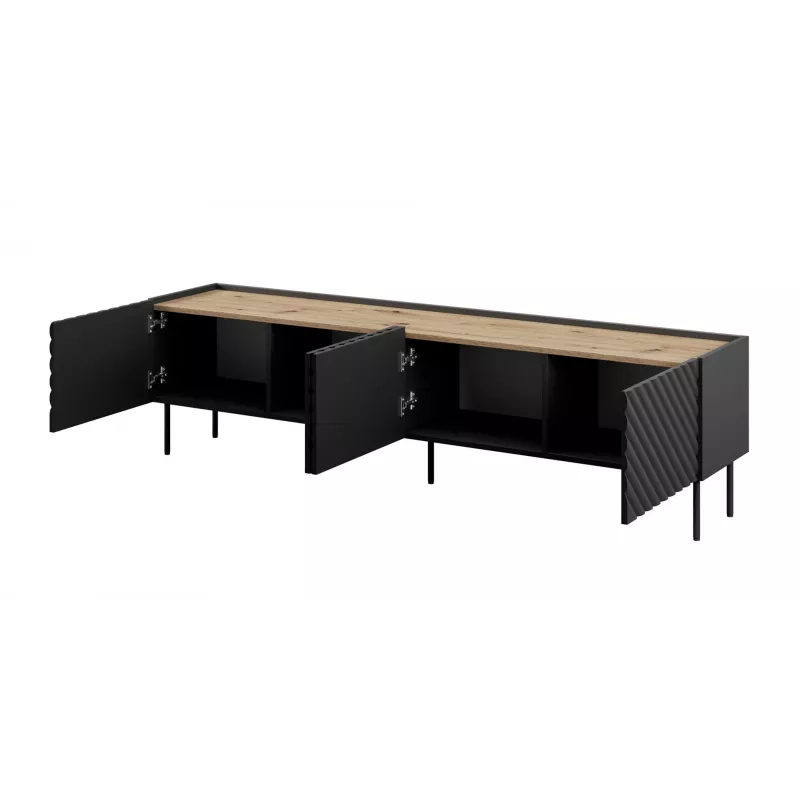 4D RTV-Schrank ONDA 200x40x35-54 schwarz (stehend oder wandmontiert)