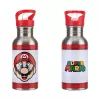 Paladone Super Mario Metall-Wasserflasche mit Strohhalm