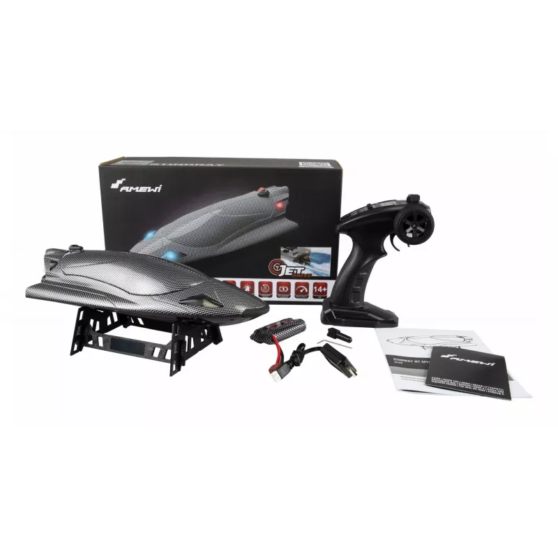 Funkgesteuertes Schnellboot Amewi Stingray Jet Drive 335mm RTR, Carbonoptik