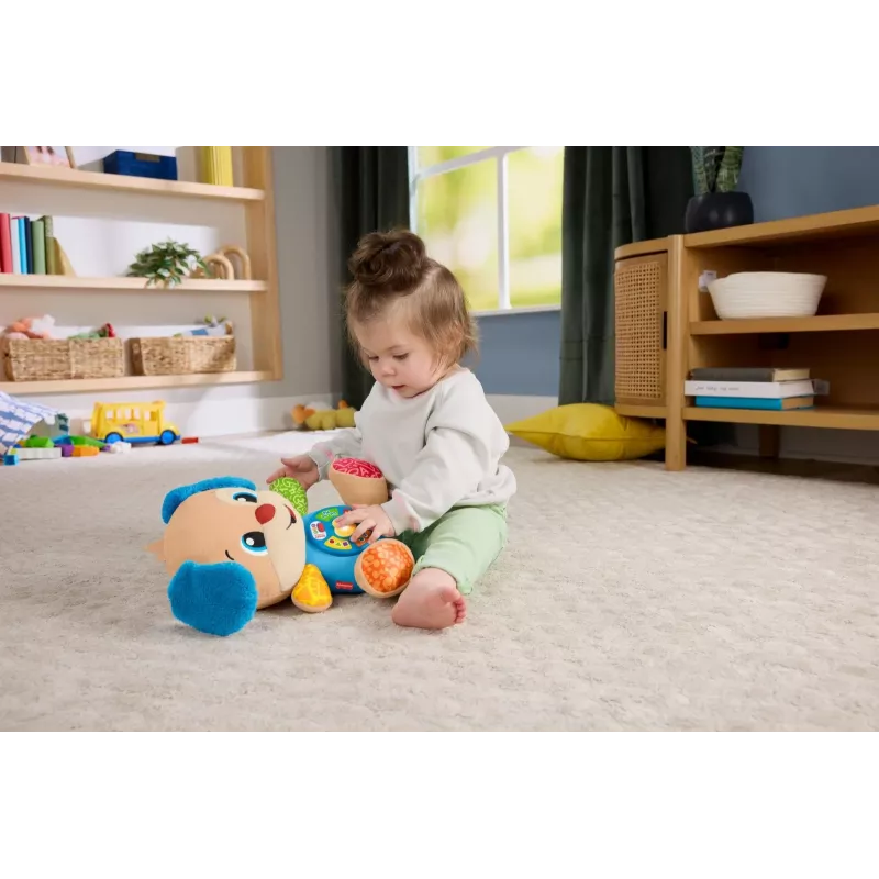 Interaktives Lernspielzeug MATTEL Fisher-Price Lern- und Lachwelpe JFD27 – Lichter, Geräusche, Tasten für frühes Lernen