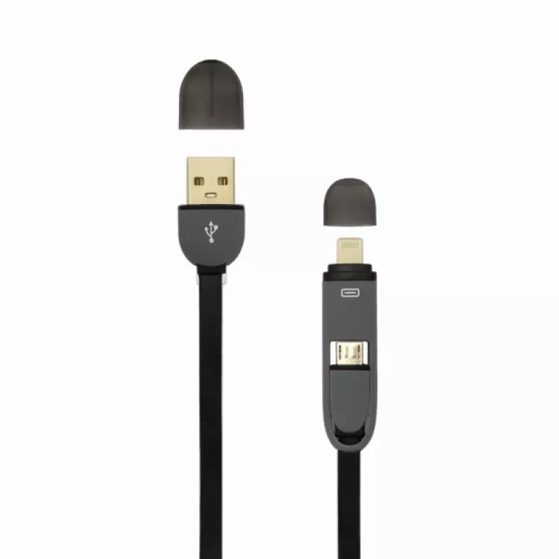USB-A-Stecker auf Micro-USB + 8-Pin-iPhone-Stecker Kabel SBOX 1 m Schwarz