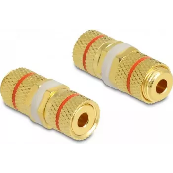 Kabelverbinder DeLOCK 64143 2 x Buchsenklemme Gold Rot