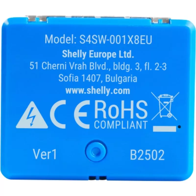 Kompaktes Smart-Relais-Modul Shelly 1 Mini Gen4, 1P 8A, Wi‑Fi/Matter/Zigbee/Bluetooth, 110–240 V (2 Stück)