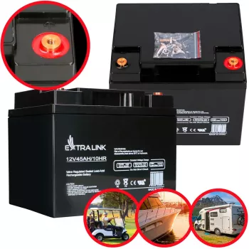 USV-Batterie Extralink Accumulator AGM 12V 45Ah — Geschlossene Blei-Säure (VRLA), 1 Stück, schwarz