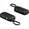 Powerbank 5.000 mAh, integriertes USB-C-Kabel 13 cm, 20 Watt (Schwarz, 5 Ah, 1x USB-A, 1x USB-C, PD, QC)