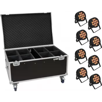LED PAR Lichtset EUROLITE 20000885 — 8x12W PAR LEDs, IP-klassifiziert, mit Rollkoffer