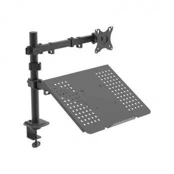 Akyga AK-MB-04 Monitor-Tischhalterung mit Laptop-Ablage, 15-32 Zoll, 2x 10 kg, VESA 75x75 / 100x100, schwarz