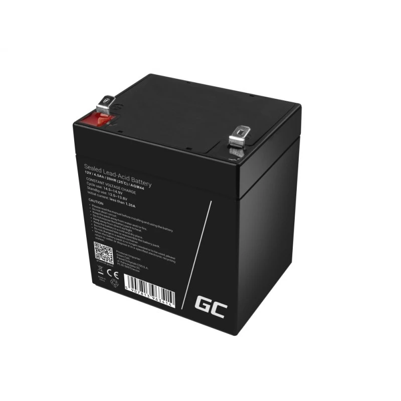 UPS-Batterie Grün Cell AGM44 — 12 V 4,5 Ah Blei-Vlies (VRLA), 101×70×90 mm, 1,35 kg, schwarz
