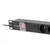 Stromverteilereinheit LANBERG PDU-06E-0200-BK — 6x Typ-E-Ausgänge, 16 A, 2 m Kabel, 1HE Rack, 220–250 V