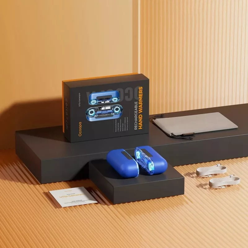 Tragbare elektrische Heizung Ocoopa UT4103 Blau — 1500W kompakter Heizlüfter, 4 Heizstufen, Aluminium