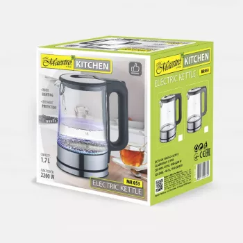 Wasserkocher Maestro MR-053 1,7 l 2200 W Glaskorpus Schwarz mit Wasserstandsanzeige