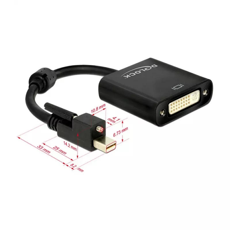 Videokabel-Adapter DeLOCK 62639 Mini DisplayPort auf DVI-I 0,25m Schwarz