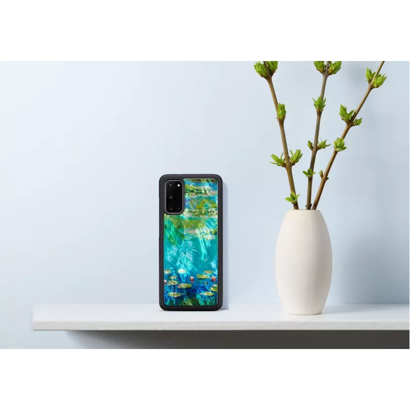 Schutzhülle iKins für Samsung Galaxy S20 — Design Schwarz Water Lilies