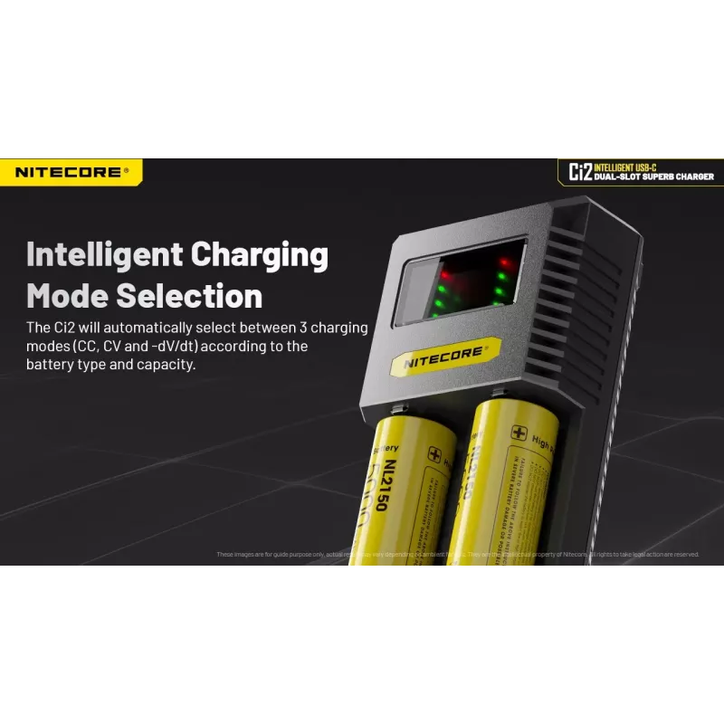 Batterieladegerät Nitecore Ci12 Universelles USB-Ladegerät für Li‑Ion, NiCd, NiMH, 3A Eingang 5/9/12V, Kunststoffgehäuse