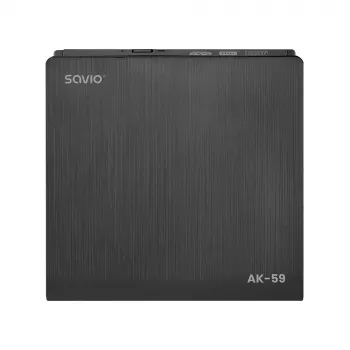 SAVIO AK-59 Externer schlanker CD/DVD-Brenner R/RW - USB-C/USB-A, schwarz