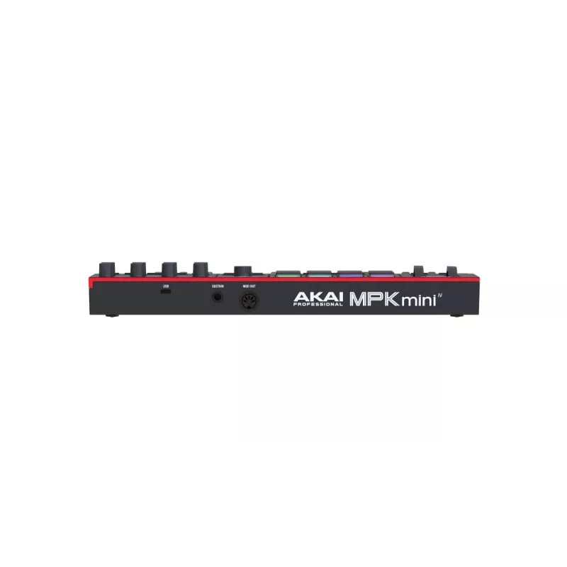 MIDI-Tastatur AKAI MPK MINI 4 Schwarz – 25 Tasten, 8 Pads, 8 Encoder, Arpeggiator, USB-C, MIDI-Ausgang