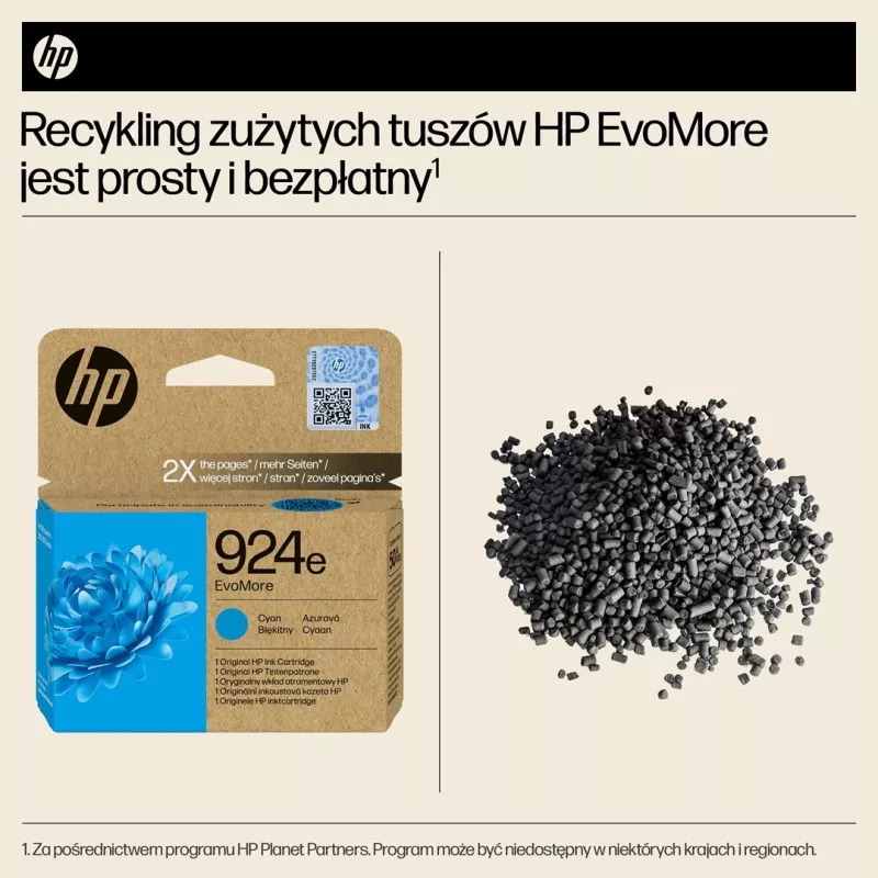 HP 924e EvoMore Cyan Original Tintenpatrone, Hohe (XL) Reichweite, Cyan, 1 Stück, 800 Seiten, Einzelpackung