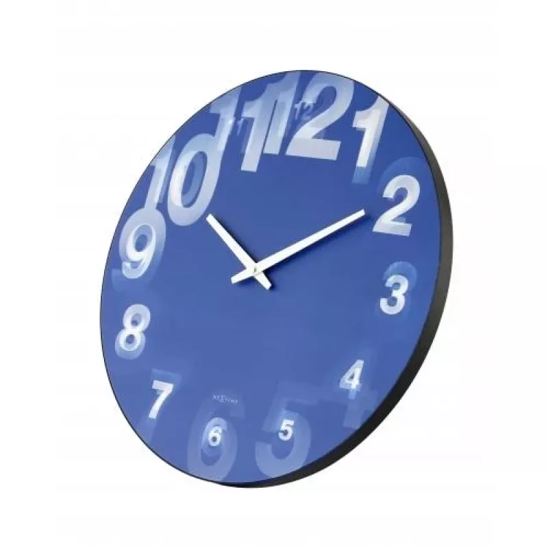 NeXtime Uhr 3077bl 3D, Ø39,5 cm, Wand, Blau/Weiß