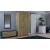 Kleiderschrank Top E Shop SD-90 ART KPL — Eichenfarbener Rahmen, 7 Regale, 2 Türen