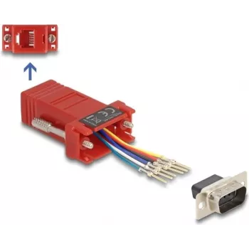 DeLOCK D-Sub 9-polig Stecker auf RJ12 Buchse Montagesatz rot