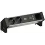 Stromzubehör Bachmann DESK2 ALU Schwarz — 2x Schutzkontakt-Steckdosen, 1x USB-Ladegerät