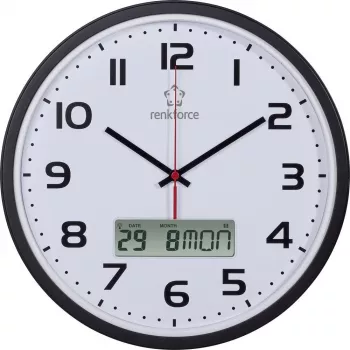 Wanduhr Renkforce HD-WRCL135, 32 cm Durchmesser, schwarz