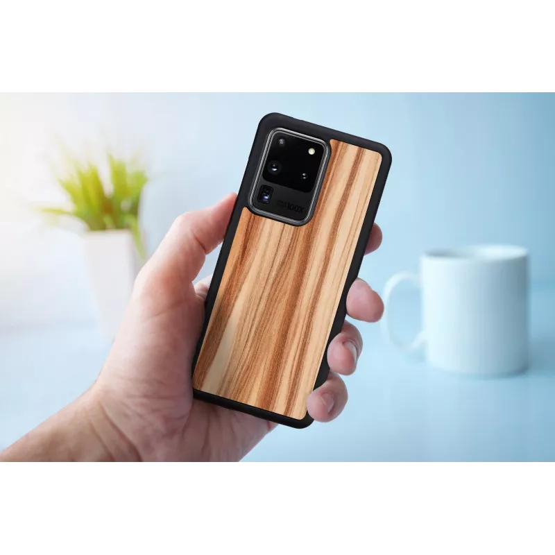 Handyhülle man and wood für Samsung Galaxy S20 Ultra — cappuccino Schwarz