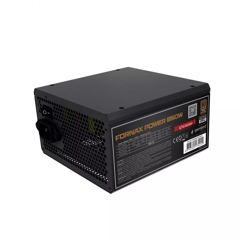 Gembird CCC-PSUBRONZE-850W Netzteil Fornax Power 850W aktive PFC 12cm Lüfter 80+Bronze farbige Box