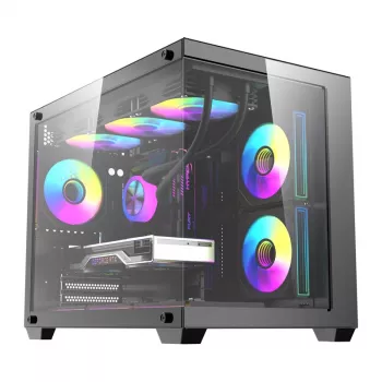 Computergehäuse DarkFlash B275 PRO (schwarz) mit 6 vorinstallierten Lüftern
