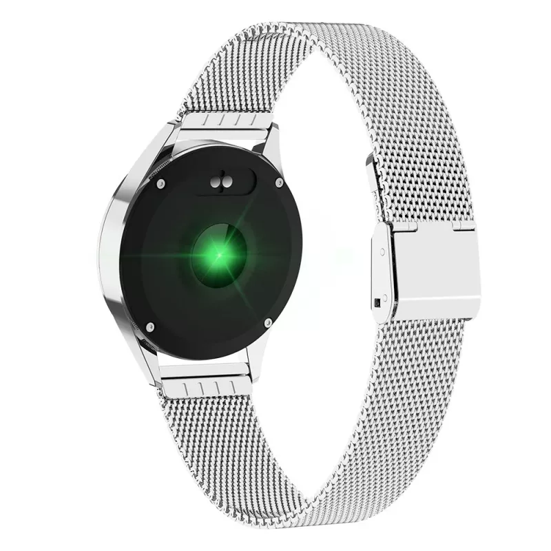 Smartwatch ORO-MED ORO-SMART CRYSTAL SILVER — rundes Metallgehäuse, LCD 240 × 198, 1,04 Zoll Display, Bluetooth 4.0, wasserdicht, 120 mAh Batterie