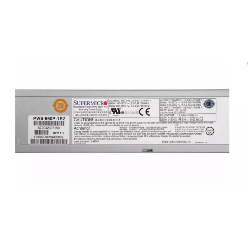 Server-Zubehör Netzteil 860W REDUNDANT/PWS-860P-1R2 Supermicro
