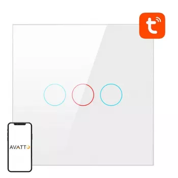 Intelligenter Lichtschalter Avatto TS02-EU-W3 WiFi 3-Wege — wandmontierter WLAN-Schalter für Mehrfachsteuerung