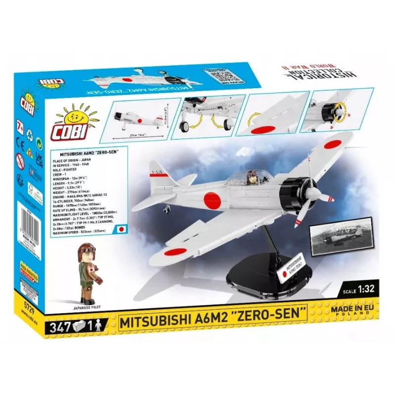 Bausatz Cobi Mitsubishi A6M2 „Zero-Sen“ — 347 Teile, empfohlenes Alter 3+