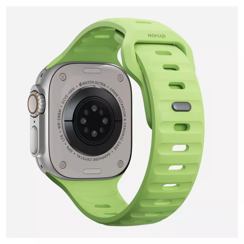 Band Nomad Sport Band Hellgrün Gummi — Breite 21,5 mm, Handgelenk 160–195 mm
