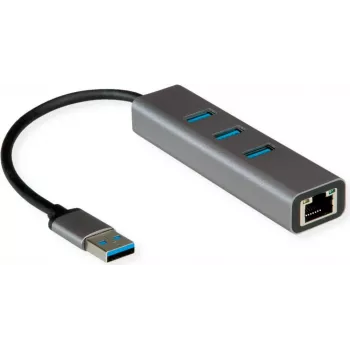 Laptop-Dock ROLINE 12021112 Kabelgebunden USB Typ-A Grau Ethernet 1000 Mbit/s
