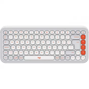 Logitech POP Icon Keys - Tastatur - Kabellos - Bluetooth LE - QWERTY - US International - Off White, Orange (920-013072)