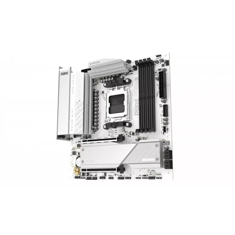 Mainboard Sapphire PURE B850M WIFI Micro ATX — AMD B850, Sockel AM5, DDR5 bis zu 8000 MHz, 4 DIMM, Wi‑Fi 6, 2,5 Gb LAN, 2× M.2, PCIe 5.0 x16