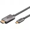 USB-Geflochtenes Adapterkabel, USB-C-Stecker > HDMI-Stecker, 4K / 60Hz (Schwarz/Silber, 2 Meter)