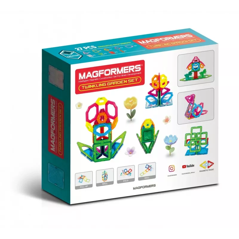Magnetisches Konstruktionsset MAGFORMERS Twinkling Garden — 27-teilig, magnetische Bauplatten