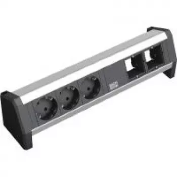Power Extension Bachmann 3x Schuko 2x GST18 Schwarz Silber