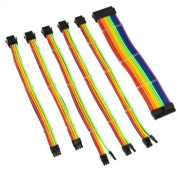 Ummanteltes Kabelverlängerungsset Kolink Core Adept — 6-teilig, PET-Mantel, Kupferleiter, Längen 300–350 mm