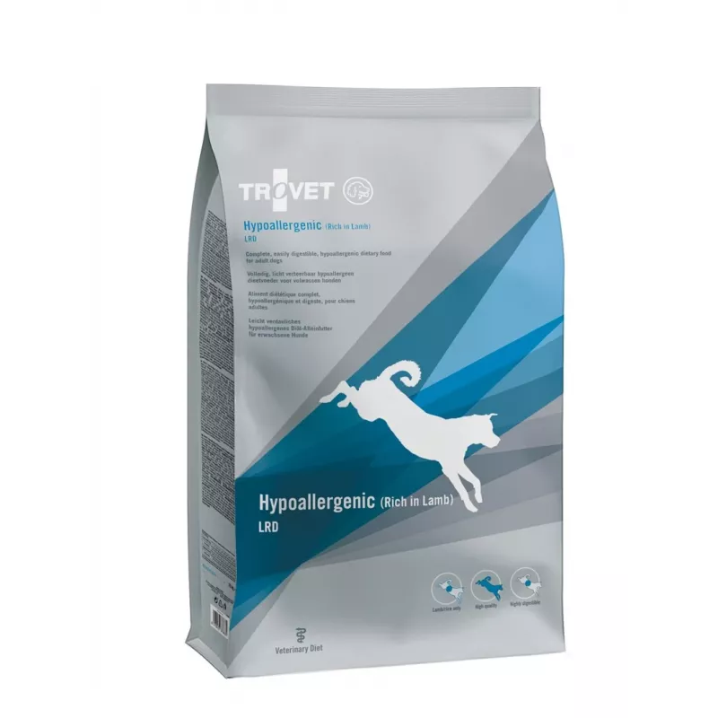 Trockenfutter für Hunde TROVET Hypoallergenic LRD Lamm 3 kg — ausgewachsene Hunde, 20% Protein, 16% Fett, gluten- & sojafrei