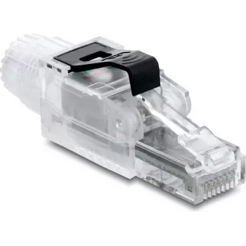 DELOCK RJ45-Stecker feldkonfektionierbar Cat.6A ungeschirmt transparent/schwarz (91127)