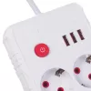 Steckdosenleiste MACLEAN MCE387 W — 2 Steckdosen, 3×USB A, 110–240 V, 2500 W, 1,5 m Kabel, weiß