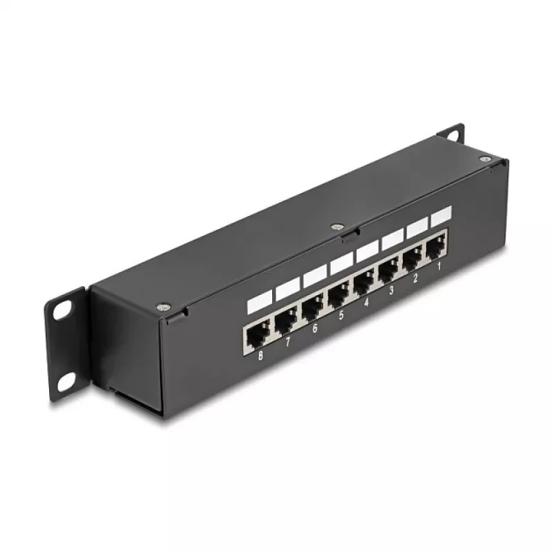 DeLOCK 10 Zoll Kupplungs-Patchpanel 8 Ports Cat.6 RJ45 Schwarz 1U