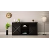 Kommode 160x80x35 GRANERO schwarz/schwarz glänzend