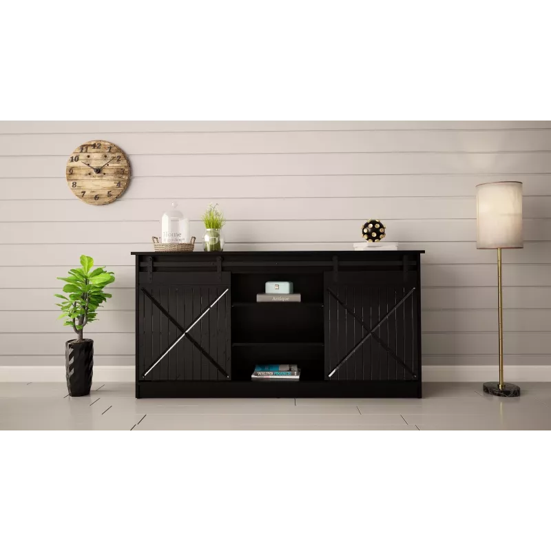 Kommode 160x80x35 GRANERO schwarz/schwarz glänzend