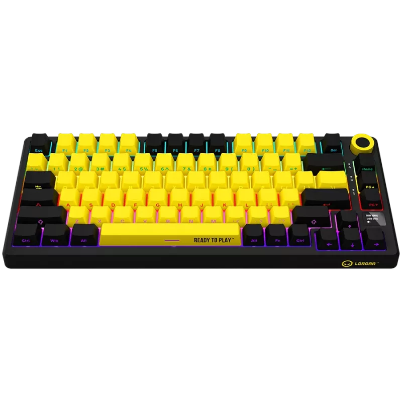 Kabellose mechanische Gaming-Tastatur LORGAR KBP7075W — Schwarz/Gelb, EN-Layout